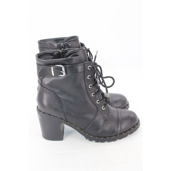 Diba Carryn Combat Boots Size 9m Black Heel 3" - Picture 5 of 10